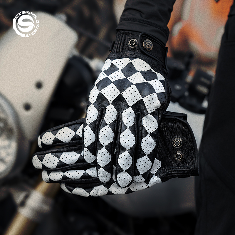 Motorcycle Gear White - Мотоциклетные перчатки Star Field Knight, черно-белые,